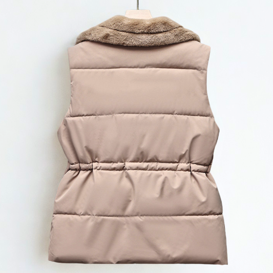 Gilet en polaire pour femme, à col sherpa et taille ajustable