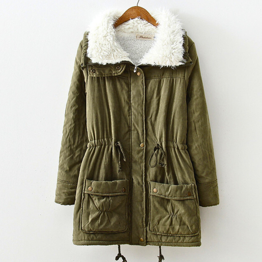 Parka d’hiver pour femme doublée de sherpa, taille ajustable