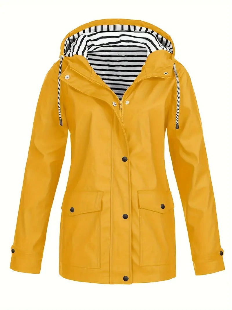 Behaaglijke casual regenjas met capuchon en rits voor dames, voor herfstdagen
