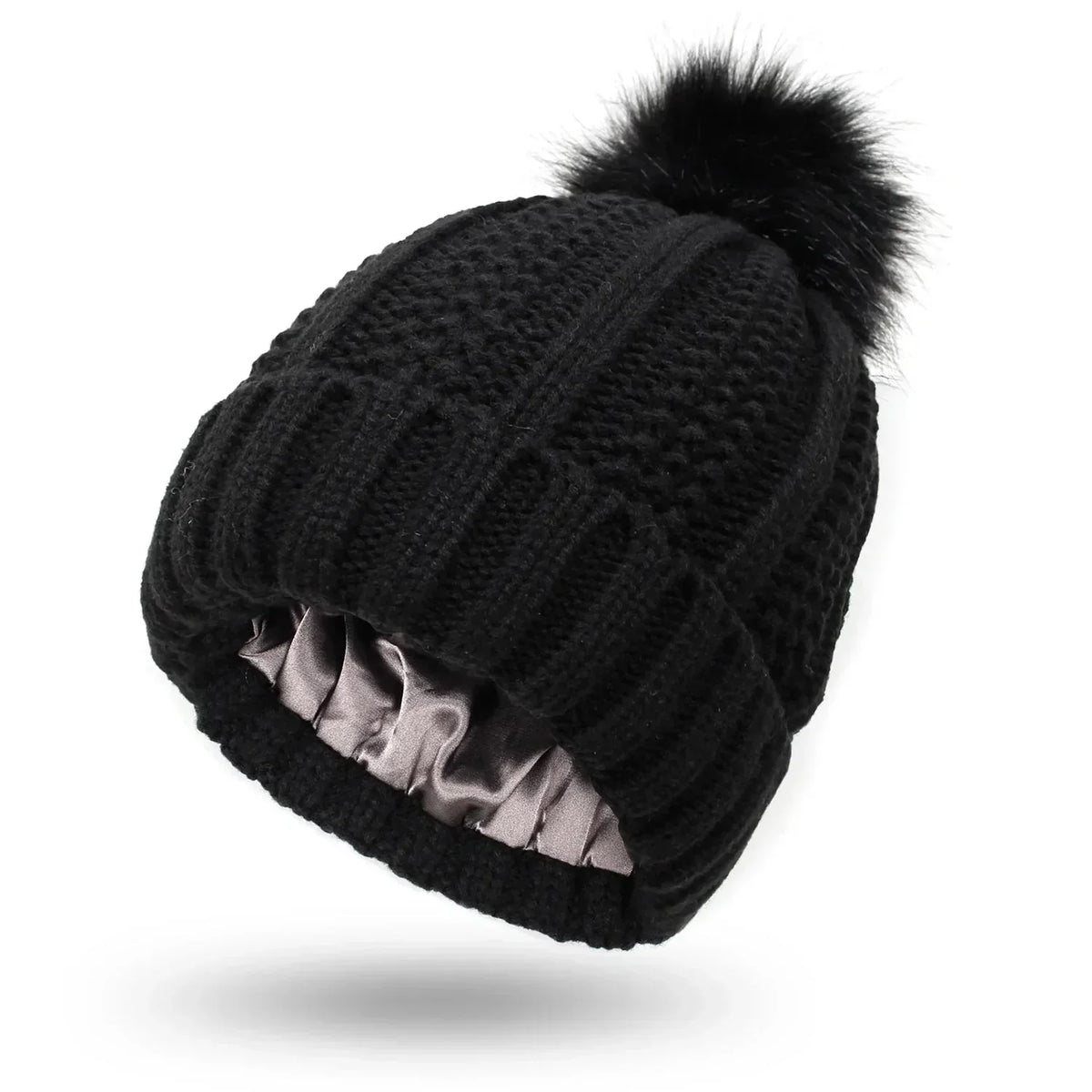 Women's Knit Beanie with Satin Lining for Warm Winter Days