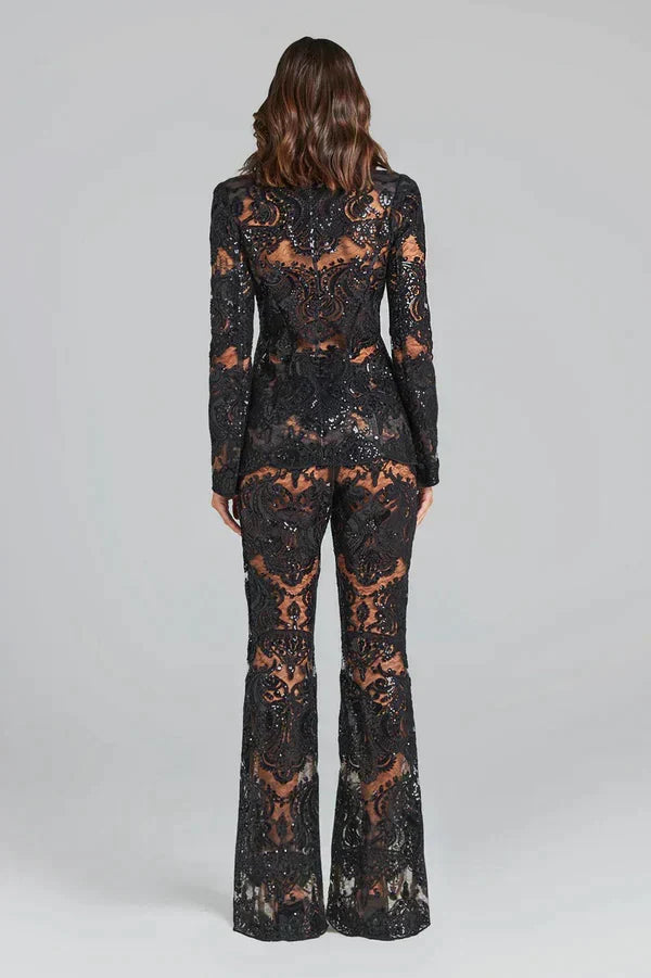 Islet | Women’s Sequin Blazer and Trousers Ensemble-Omni Prime Goods