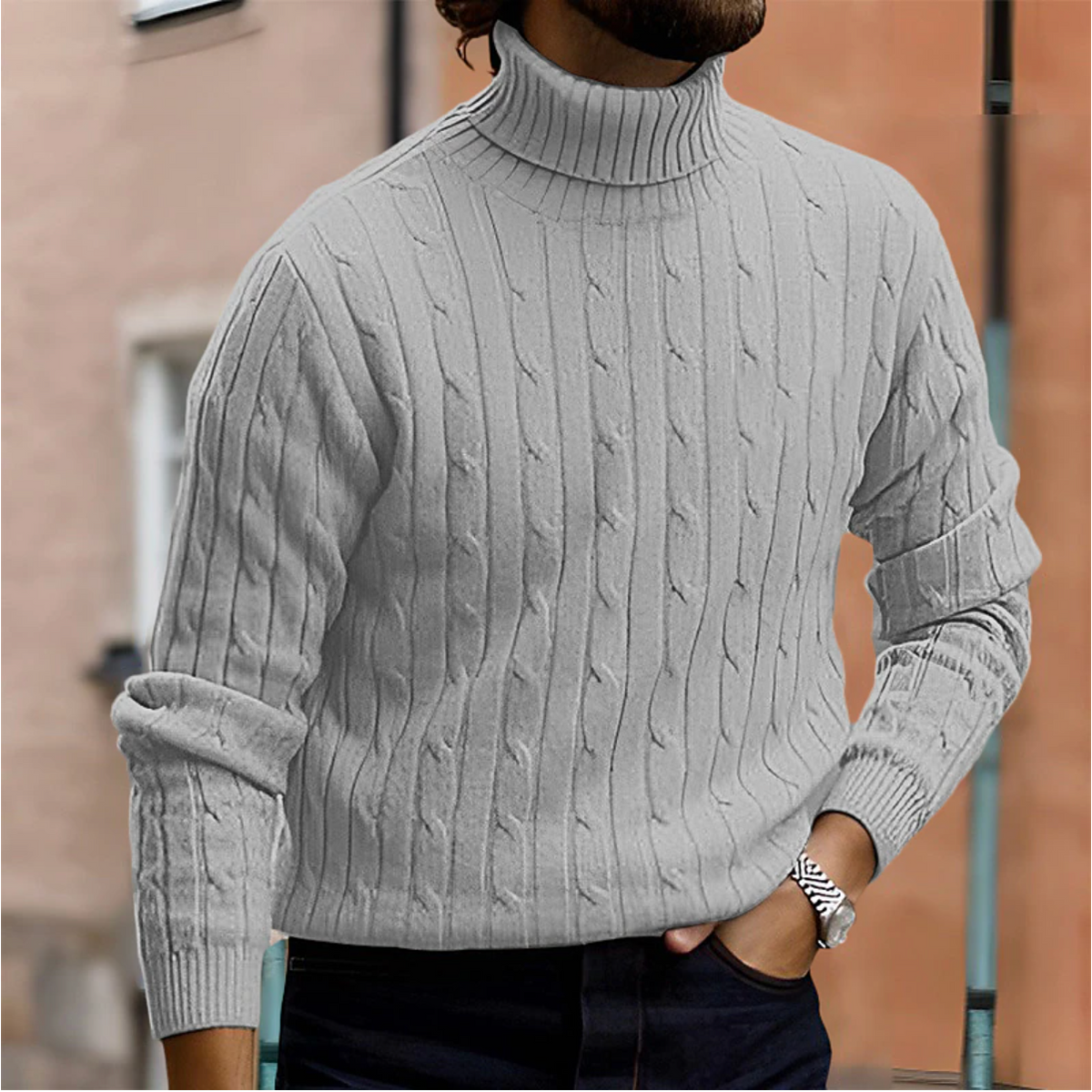 Men's Stylish Roll-Neck Sweater-Omni Prime Goods