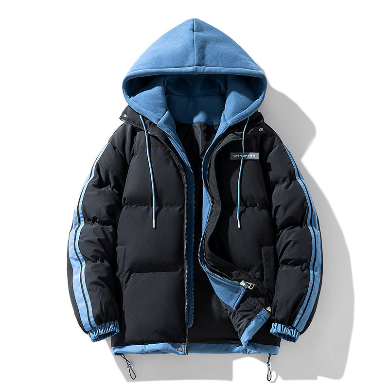 Gestreifter, wattierter und isolierender warmer Parka für Herren für den Alltag