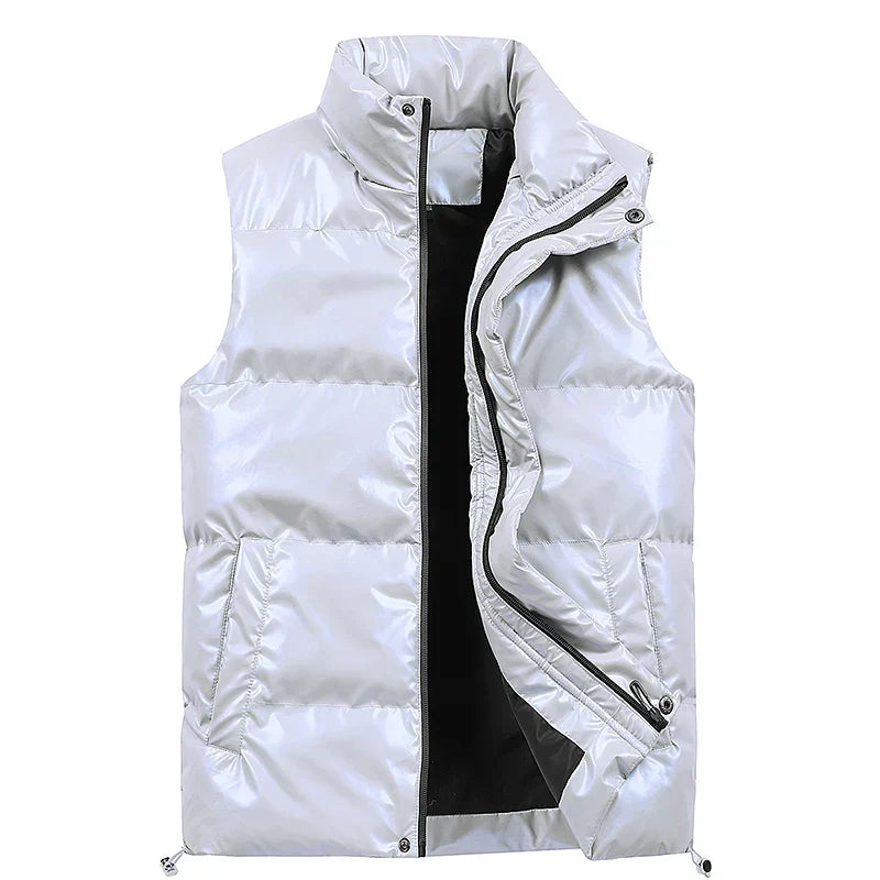 Men's Down Vest with Duck Down Fill and Mandarin Collar Warmth