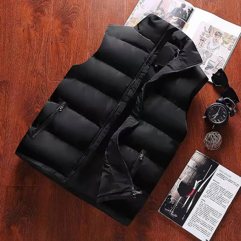 Herenbodywarmer met slanke pasvorm, doorgestikt en met opstaande kraag voor de herfst