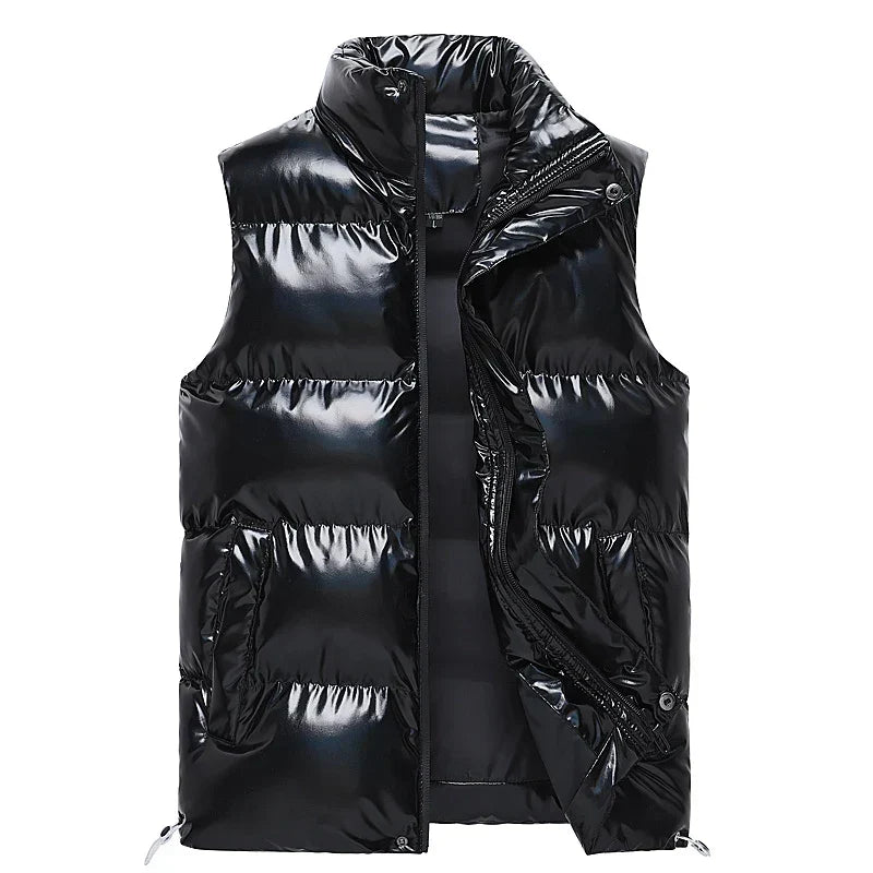 Men's Down Vest with Duck Down Fill and Mandarin Collar Warmth