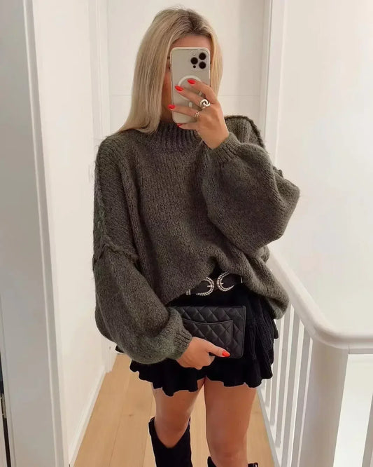Women's Casual Oversized Jumper Dress with Dropped Shoulders