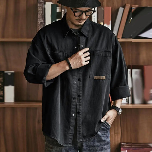 Wayne | Men's Casual Long Sleeve Button-Up Shirt-Omni Prime Goods