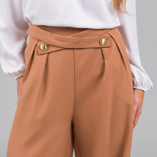 Women's High Waist Full Length Work Trousers-Omni Prime Goods