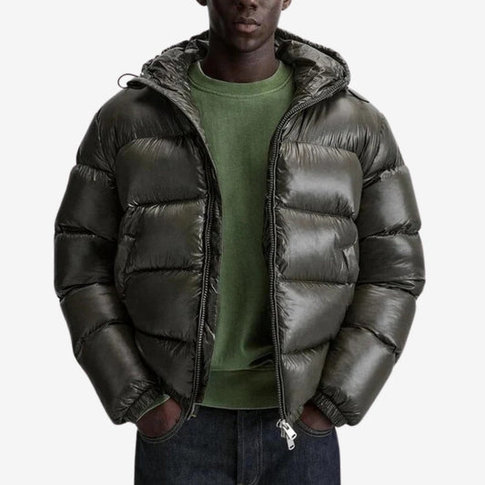 Chaqueta de plumas con capucha para hombre, con exterior de poliéster resistente al agua