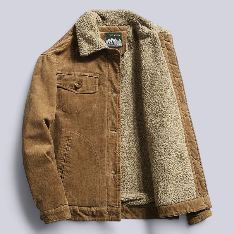 Cordjacke für Herren mit Fleecefutter und Taschen für den Winter