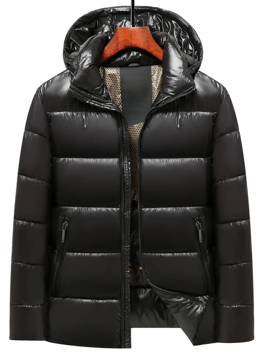 Wasserdichte Kapuzen-Pufferjacke für Herren als Winterschutz