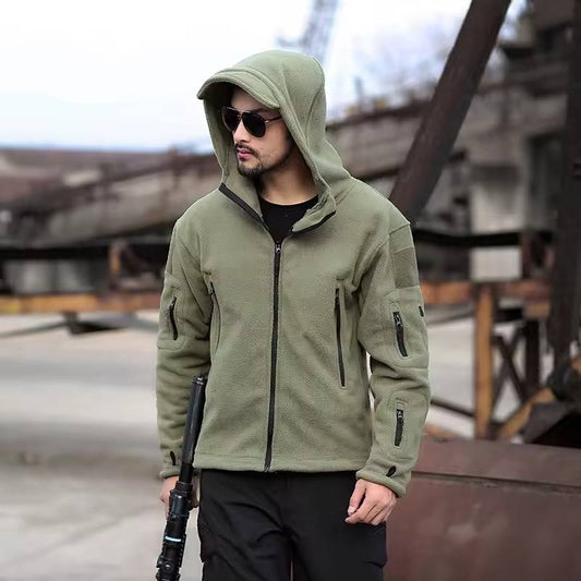 Men's Water-Resistant Thermal Zip-Up Fleece Jacket with Pockets