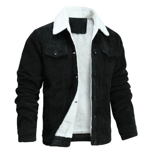 Bomberjacke für Herren mit Sherpafutter, Knopfleiste und Kragen