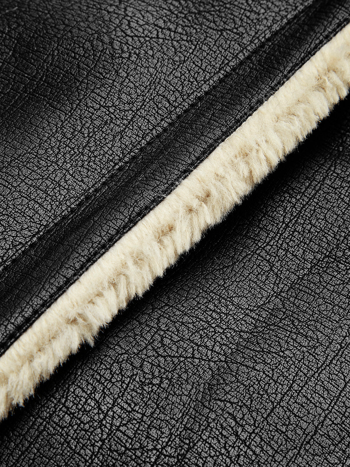 Women's Faux Leather Flight Jacket with Shearling Style Trim