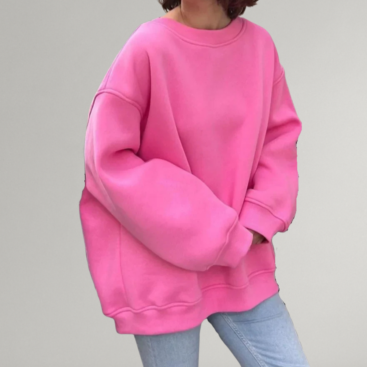 Oversized sweater til kvinder med ribkanter og afslappet, løs pasform