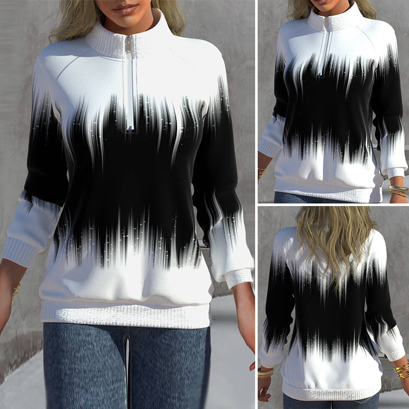 Women's Long Sleeve Sweatshirt with Half Collar Design