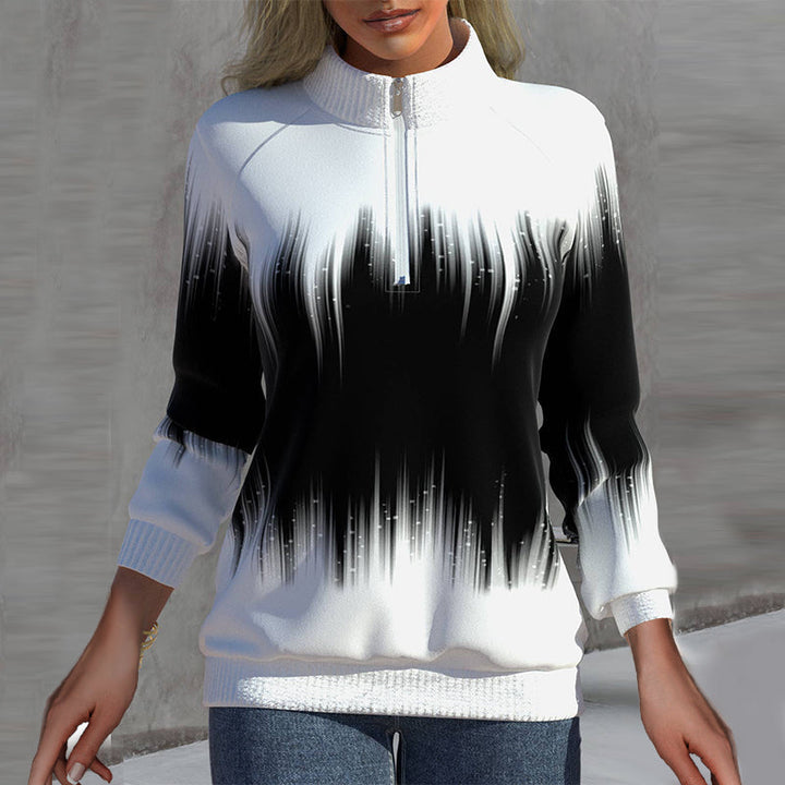 Women's Long Sleeve Sweatshirt with Half Collar Design