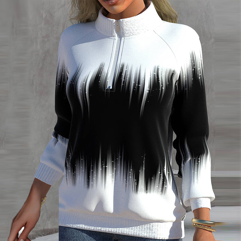 Women's Long Sleeve Sweatshirt with Half Collar Design
