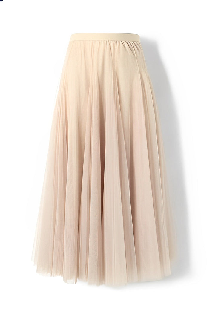 Women's Pleated Midi Skirt in Mesh Fabric