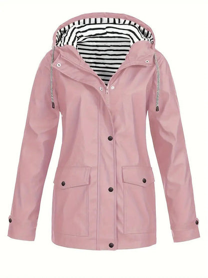Behaaglijke casual regenjas met capuchon en rits voor dames, voor herfstdagen