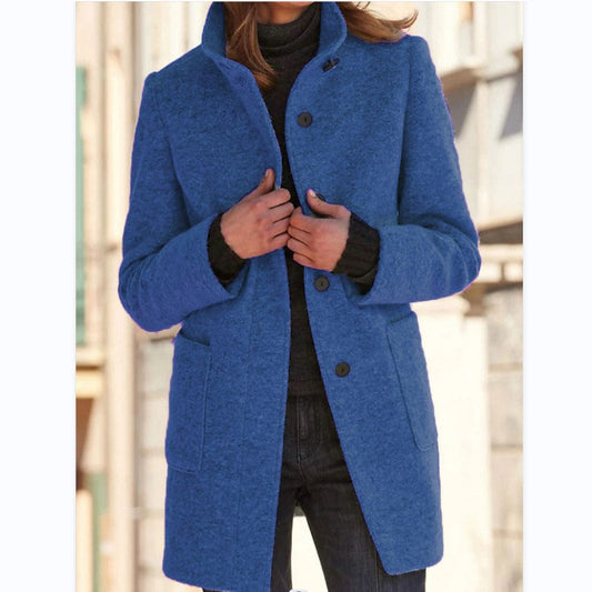 Women's Lightweight Long Coat with Tailored Fit and Button Front