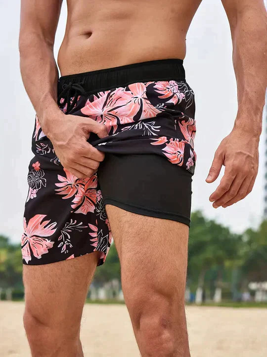 Men's Athletic Swim Shorts with Compression Lining