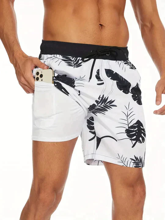 Men's Athletic Swim Shorts with Compression Lining
