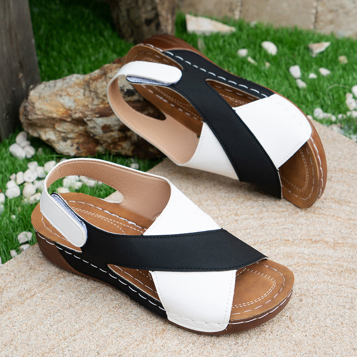 Sophia | Women's Colorblock Cross-strap Summer Wedge Sandals