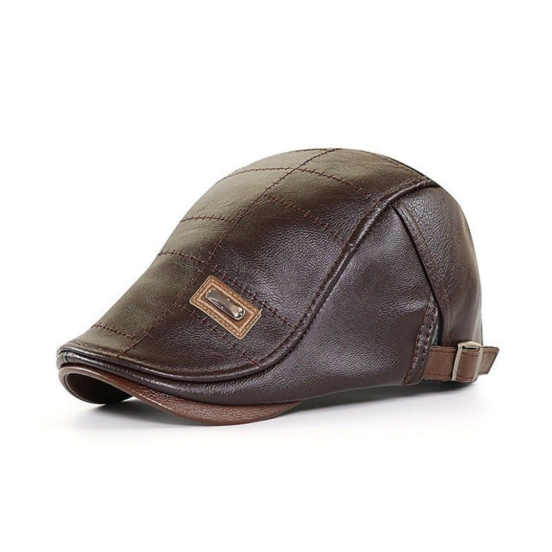 Men's Adjustable Retro Leather Beret Hat