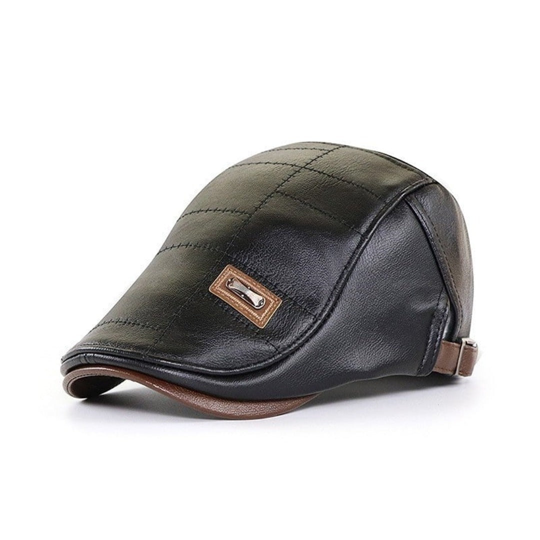 Men's Adjustable Retro Leather Beret Hat