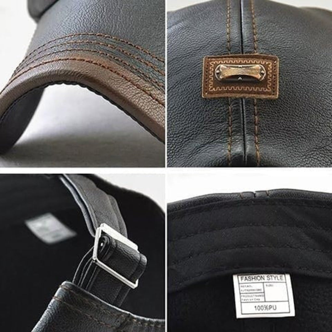 Men's Adjustable Retro Leather Beret Hat