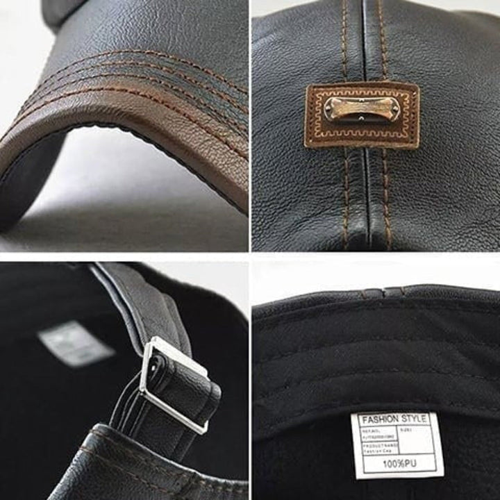 Men's Adjustable Retro Leather Beret Hat