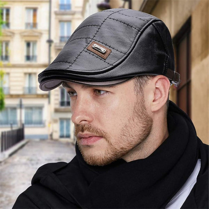 Men's Adjustable Retro Leather Beret Hat