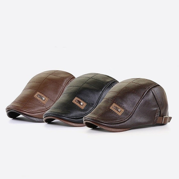 Men's Adjustable Retro Leather Beret Hat