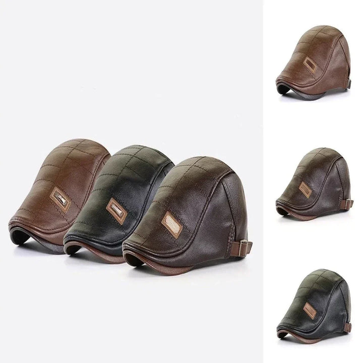 Men's Adjustable Retro Leather Beret Hat