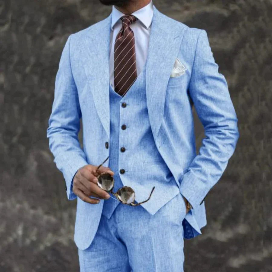 James | Men's Lightweight Three-Piece Suit with Notched Collar