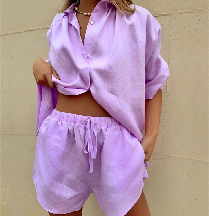 Abbie | Women's Casual Loose Shirt and Shorts Set