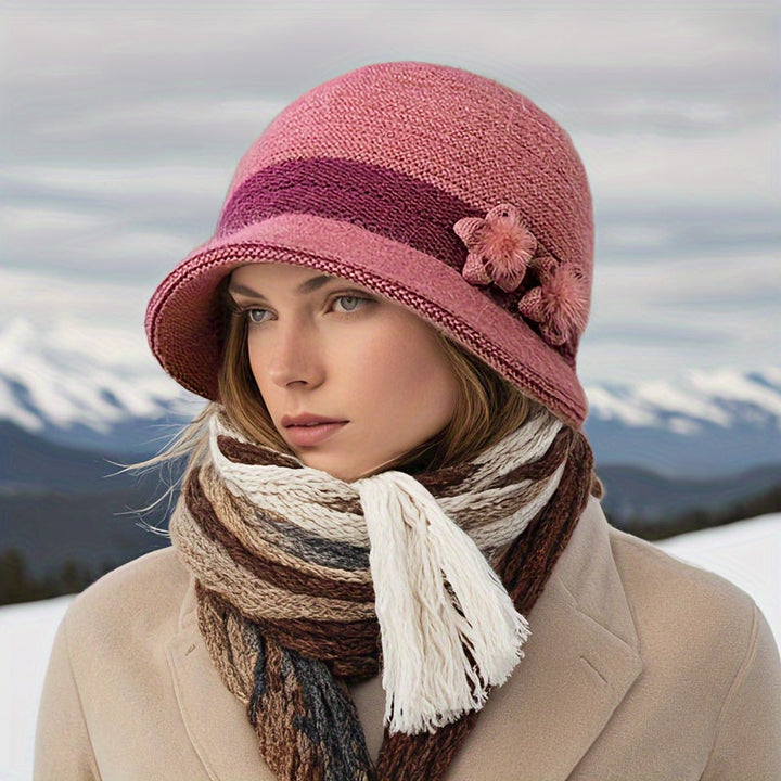 Women's Knitted Winter Set with Hat, Scarf, and Gloves