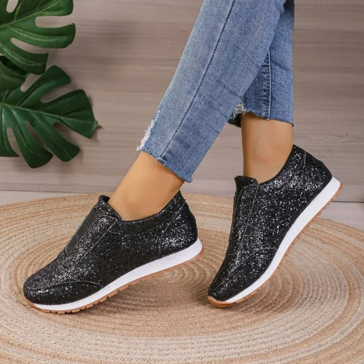 Nika | Women's Glitter Slip-On Sneakers | Casual Low-Cut Style