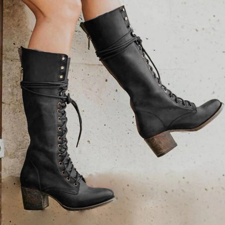 Women's Trendy Knee-High Boots with Chunky Heel