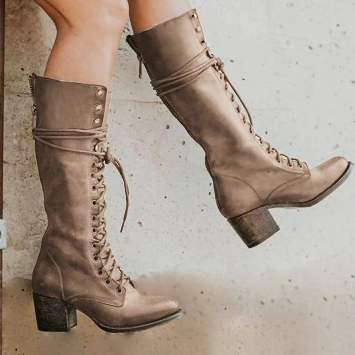 Women's Trendy Knee-High Boots with Chunky Heel