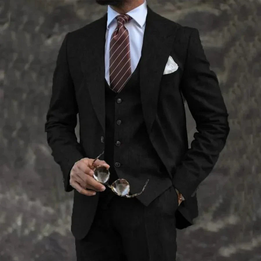 James | Men's Lightweight Three-Piece Suit with Notched Collar