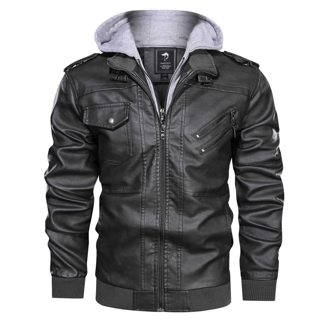 Men's Jacket with Detachable Hood and Functional Pockets