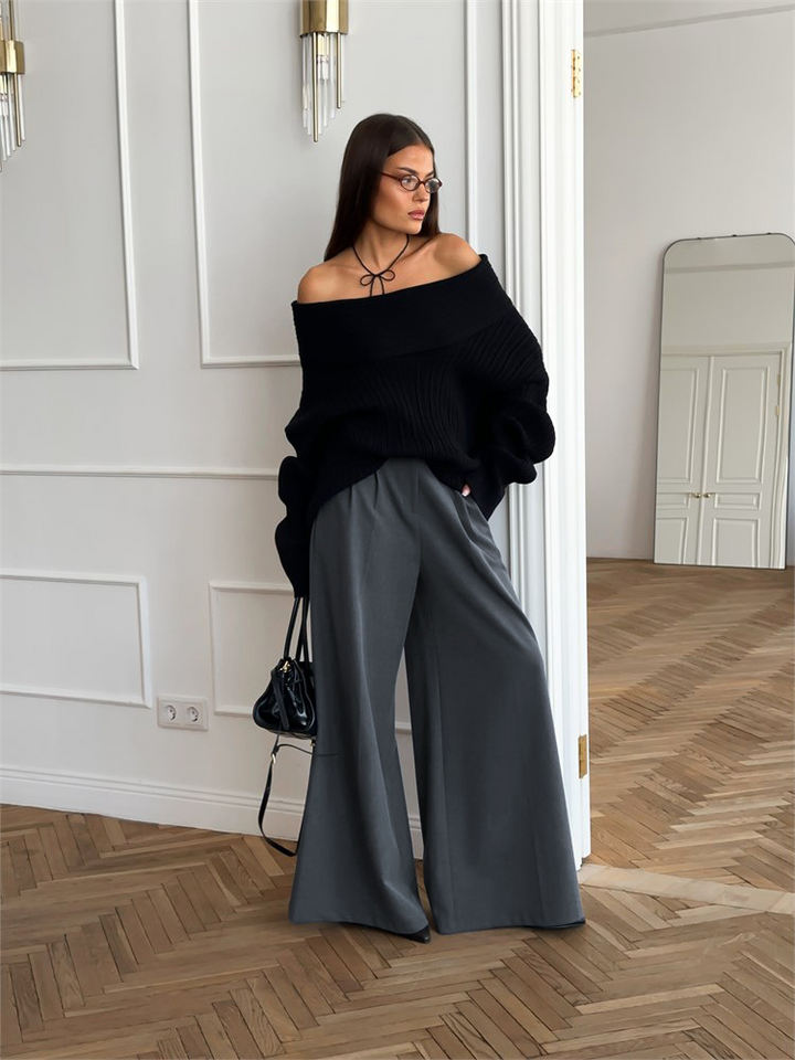 Women's High Waisted Wide Leg Casual Trousers