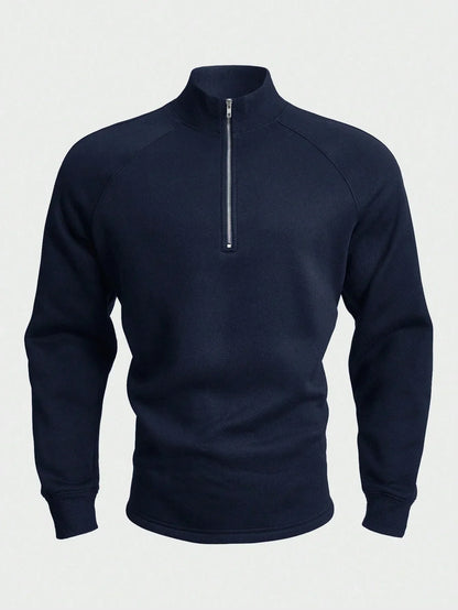 Jersey con media cremallera para hombre, corte holgado para el día a día en invierno