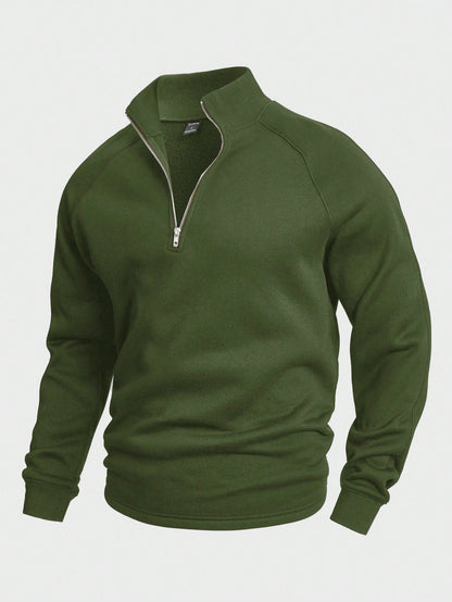 Jersey con media cremallera para hombre, corte holgado para el día a día en invierno