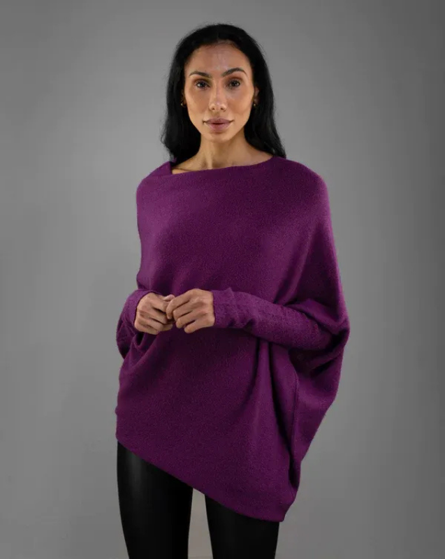 Women's Off-Shoulder Knit Top with Swing Collar | Elegant Style