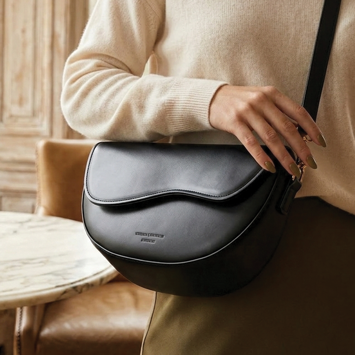 Emma | Women's Vegan Leather Curved Flap Crossbody Bag