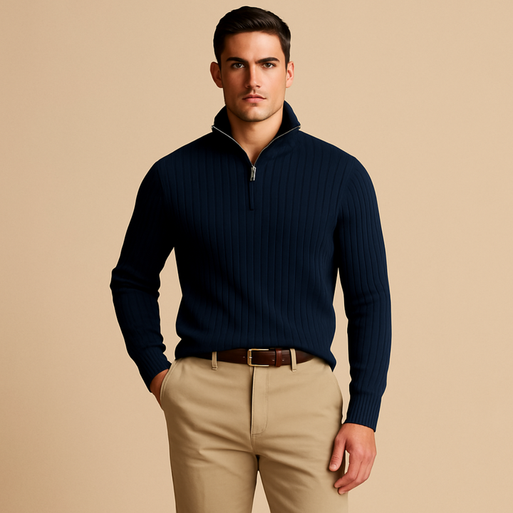 Men's Ribbed Half Zip Jumper for Comfortable Style